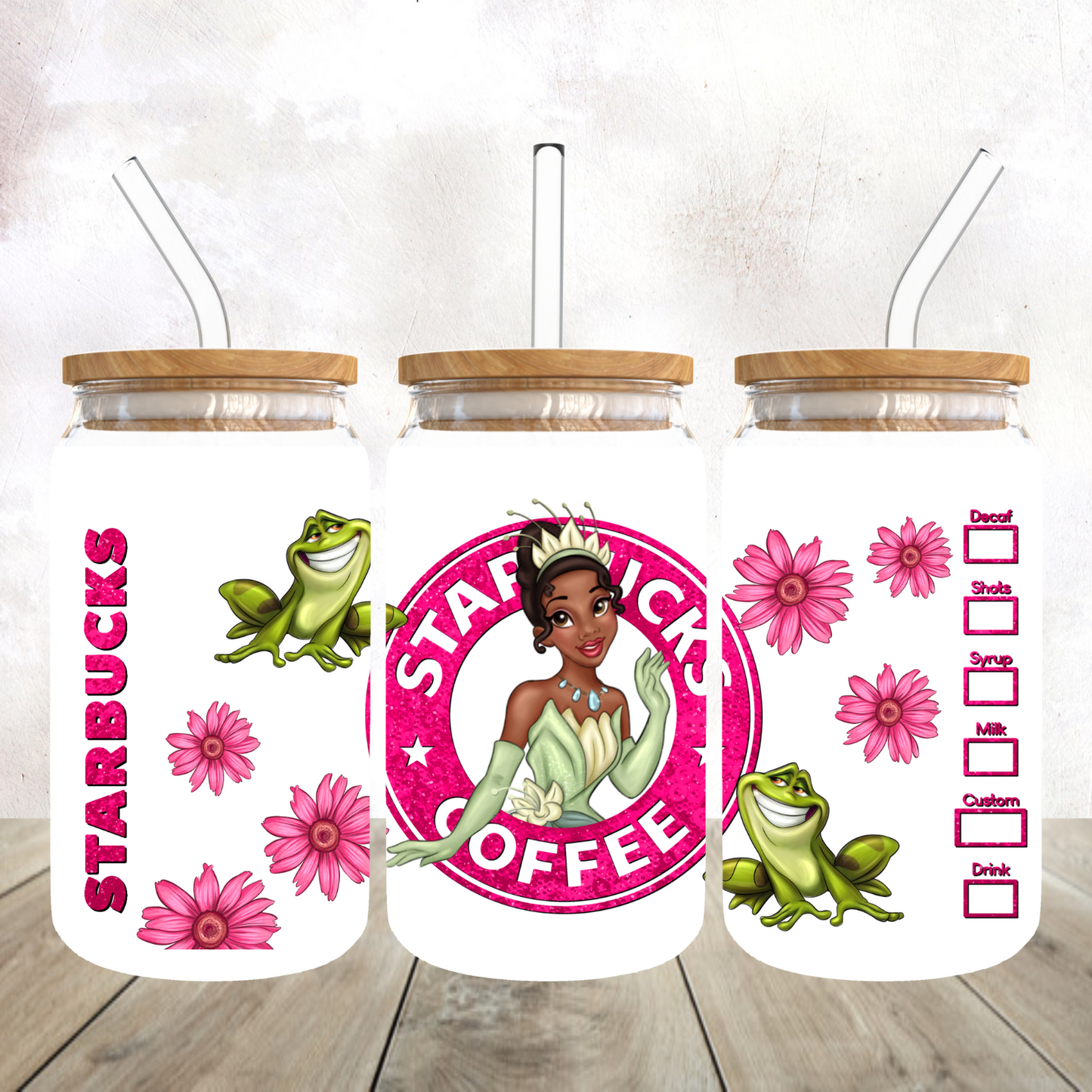 Princess Starbies Frosted Glass Tumbler
