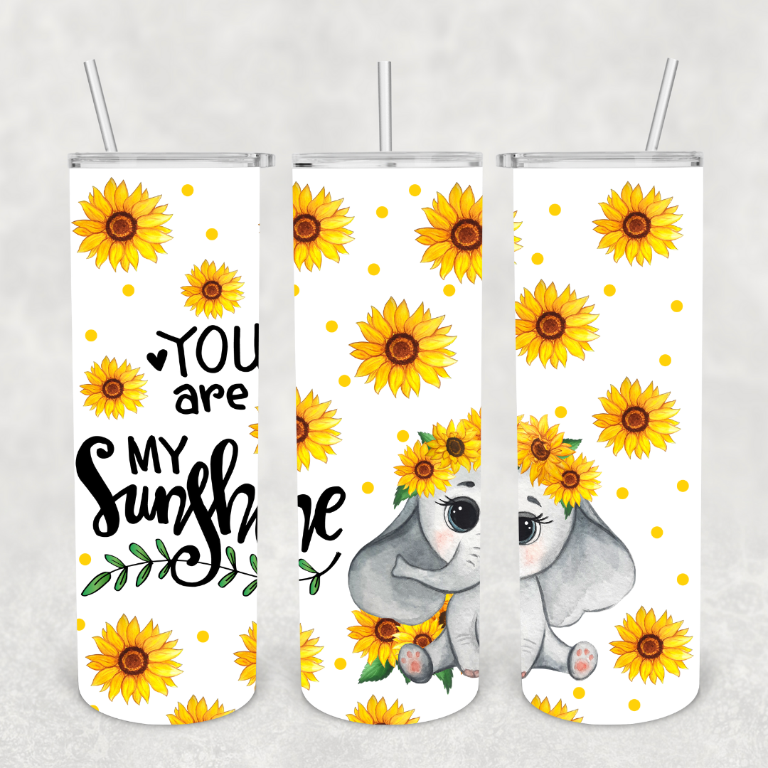 You Are My Sunshine baby elephant 20oz Metal Tumbler