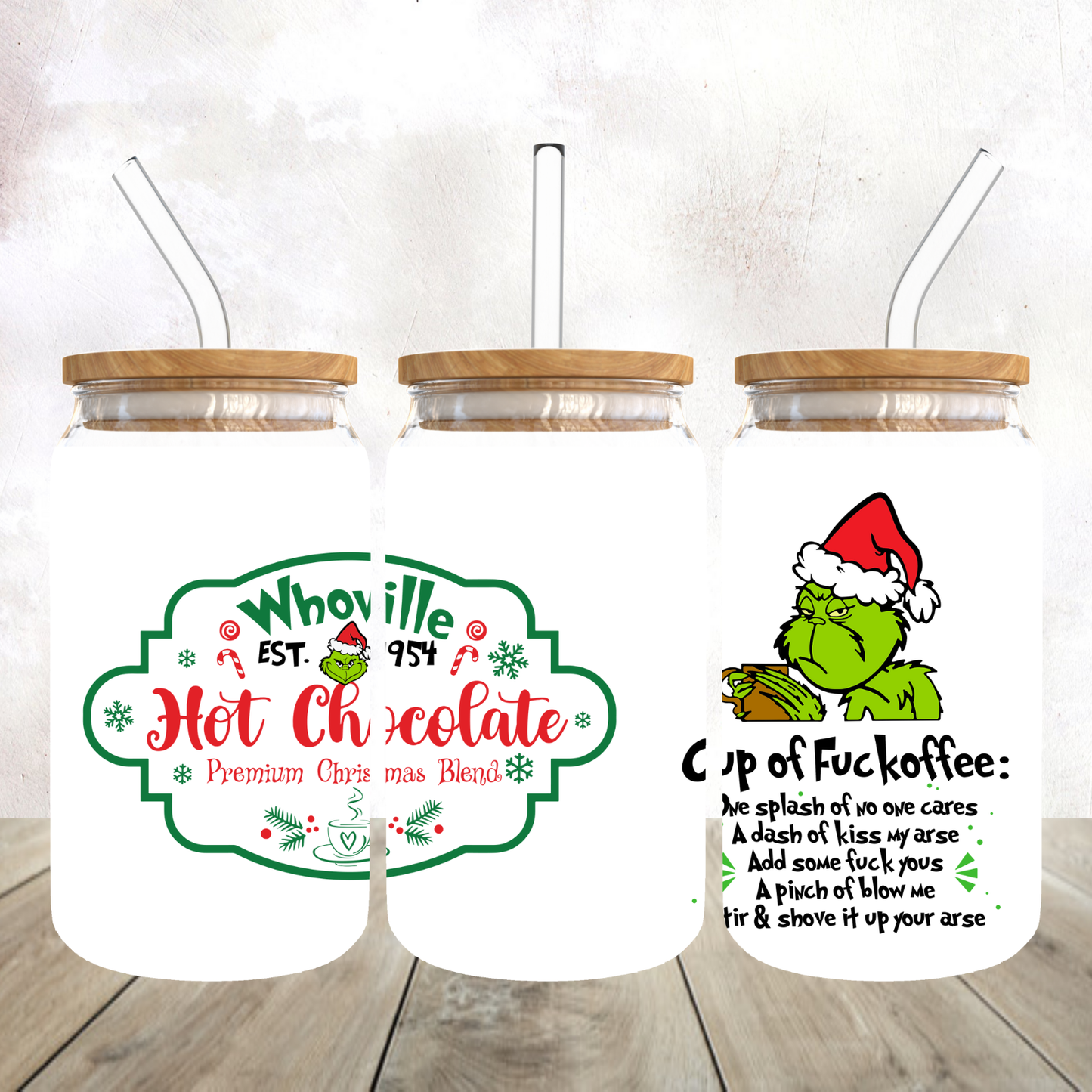 Mean Green Guy Cup of Fuckoffee Frosted Glass Tumbler