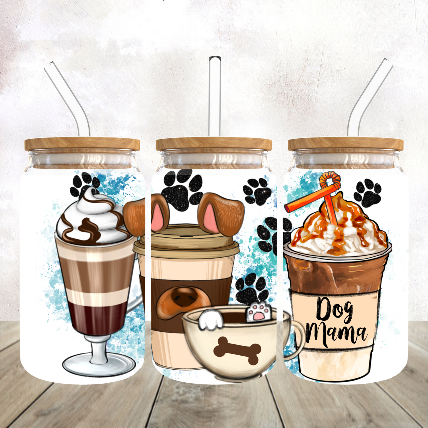 Coffee Dog Mama Frosted Glass Tumbler
