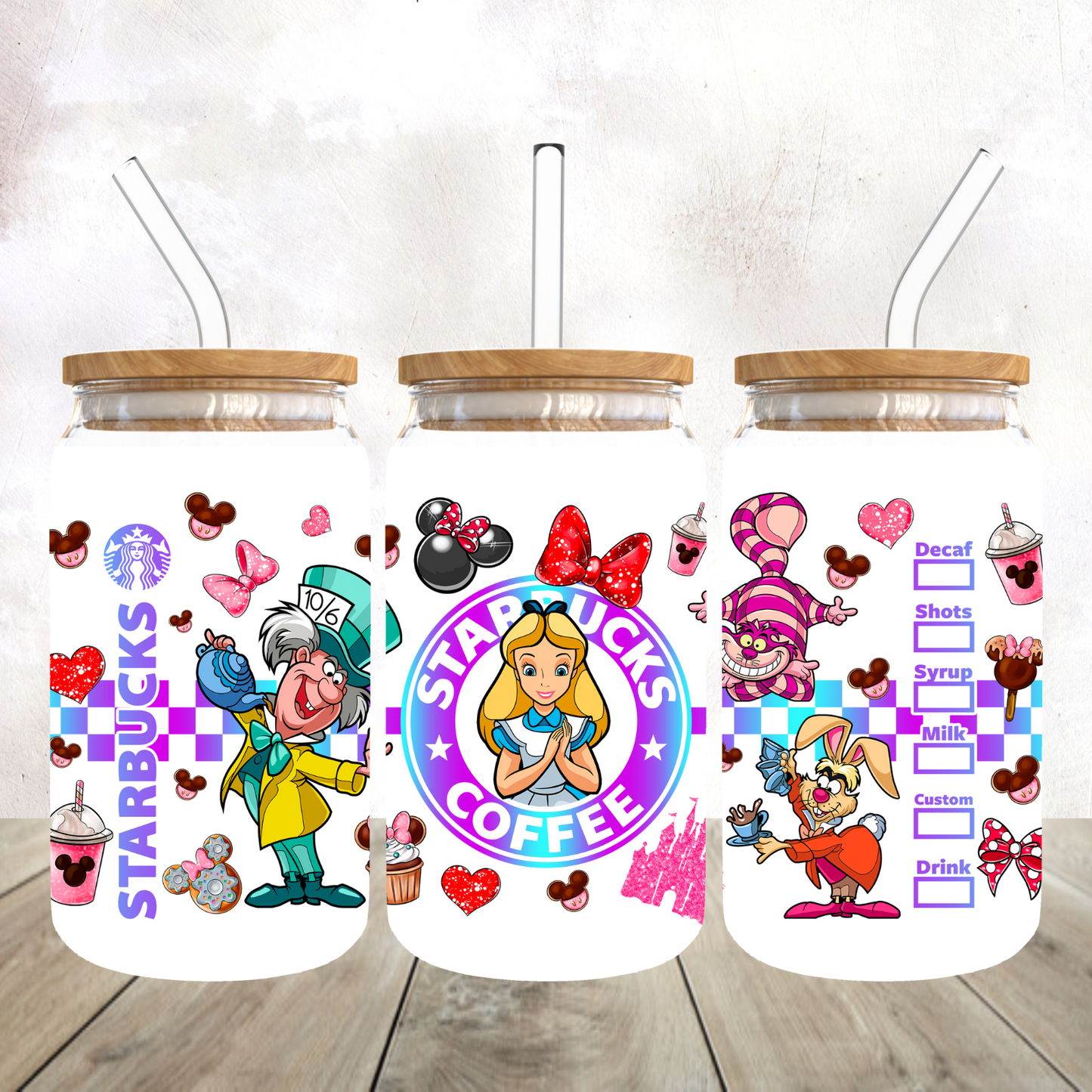 Starbies Alice Frosted Glass Tumbler