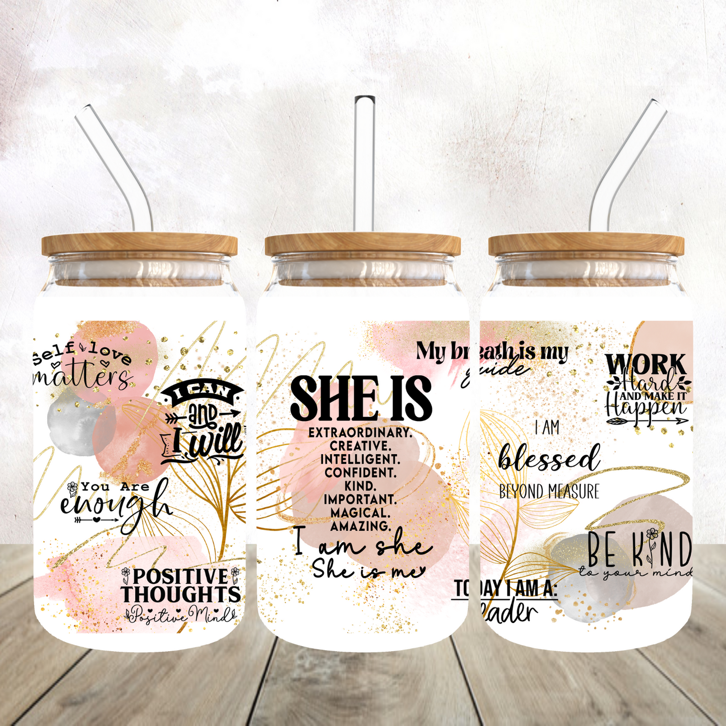 She Is Motivational Frosted Glass Tumbler