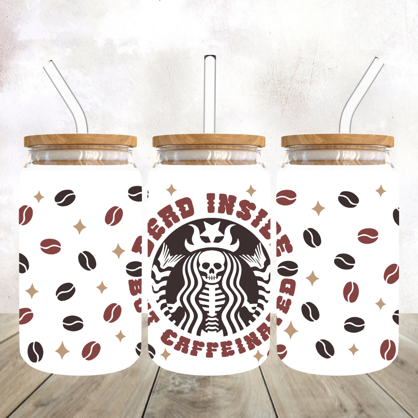 Dead Inside but Caffeinated Seawitch Frosted Glass Tumbler