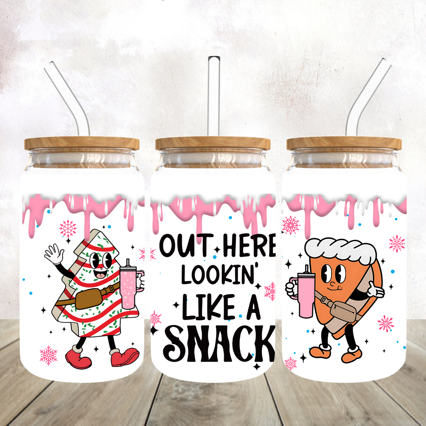 Out Here Looking Like a Snack Frosted Glass Tumbler