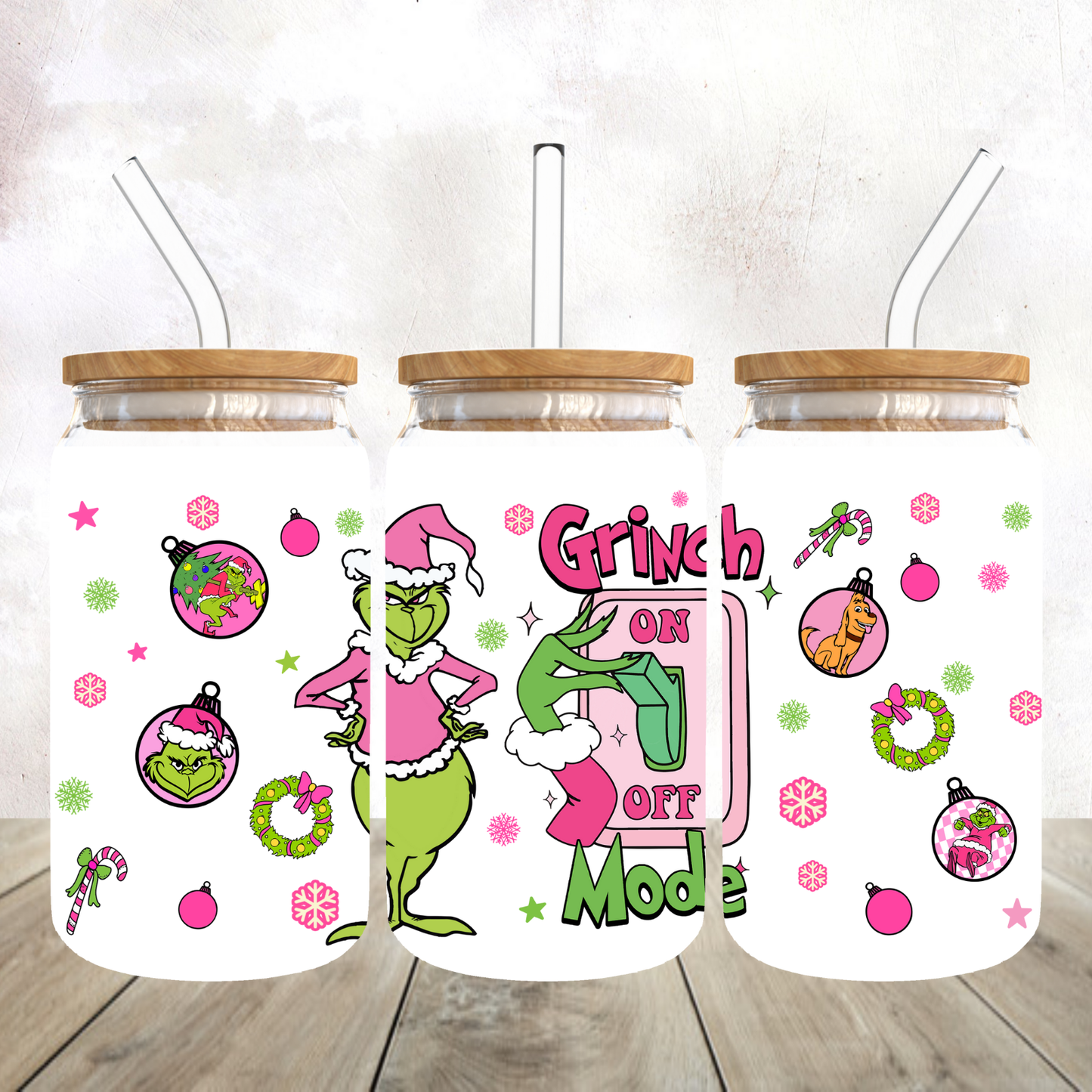 Grinch Mode On Frosted Glass Tumbler