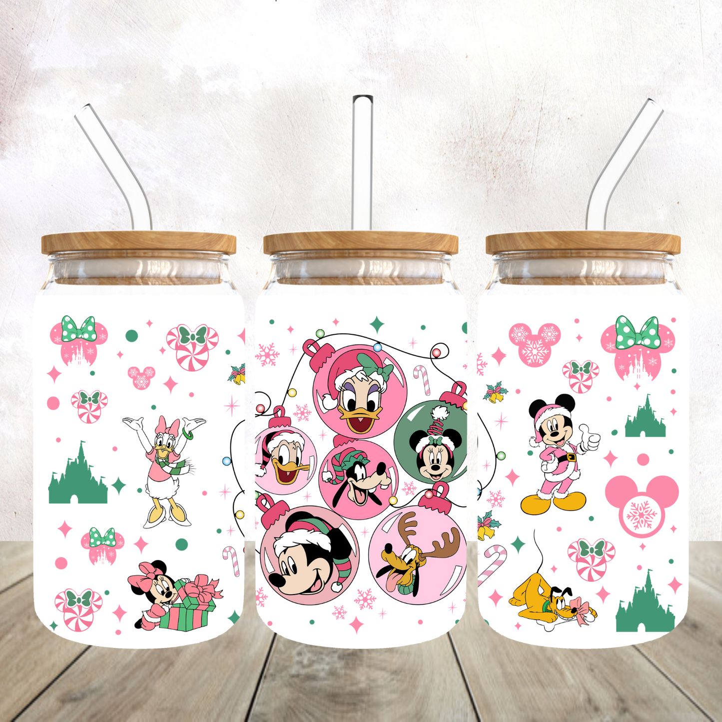 Mickey and Friends Bulbs Frosted Glass Tumbler