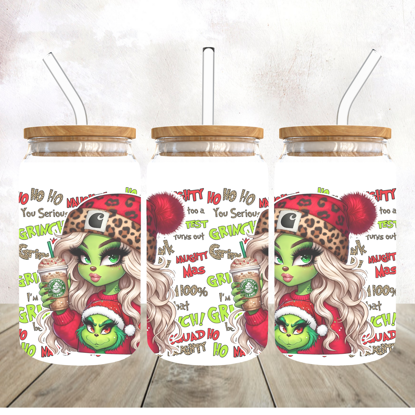 Mean green girl glass libby cup