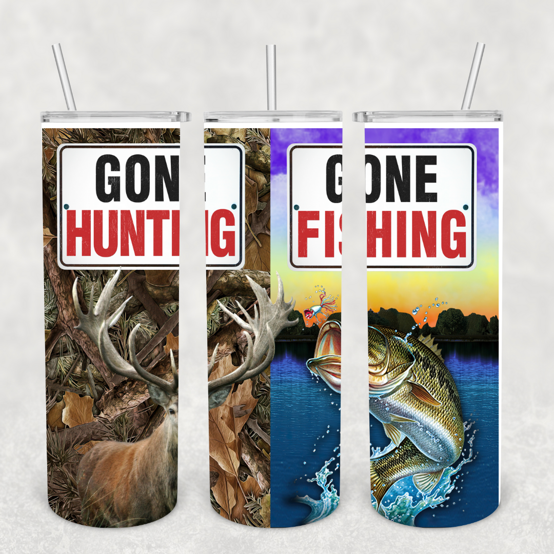 Gone Fishing Gone Hunting 20oz Metal Tumbler