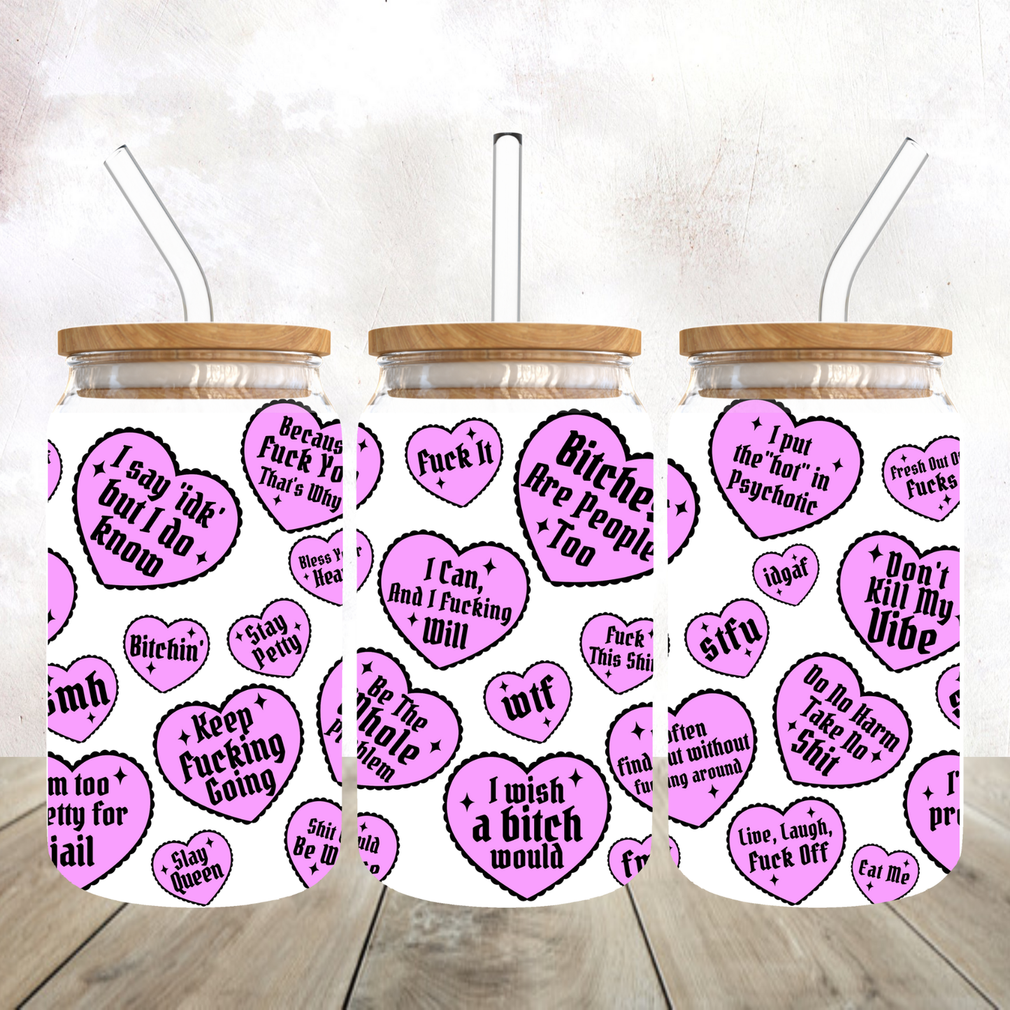 Sweary Heart Frosted Glass Tumbler