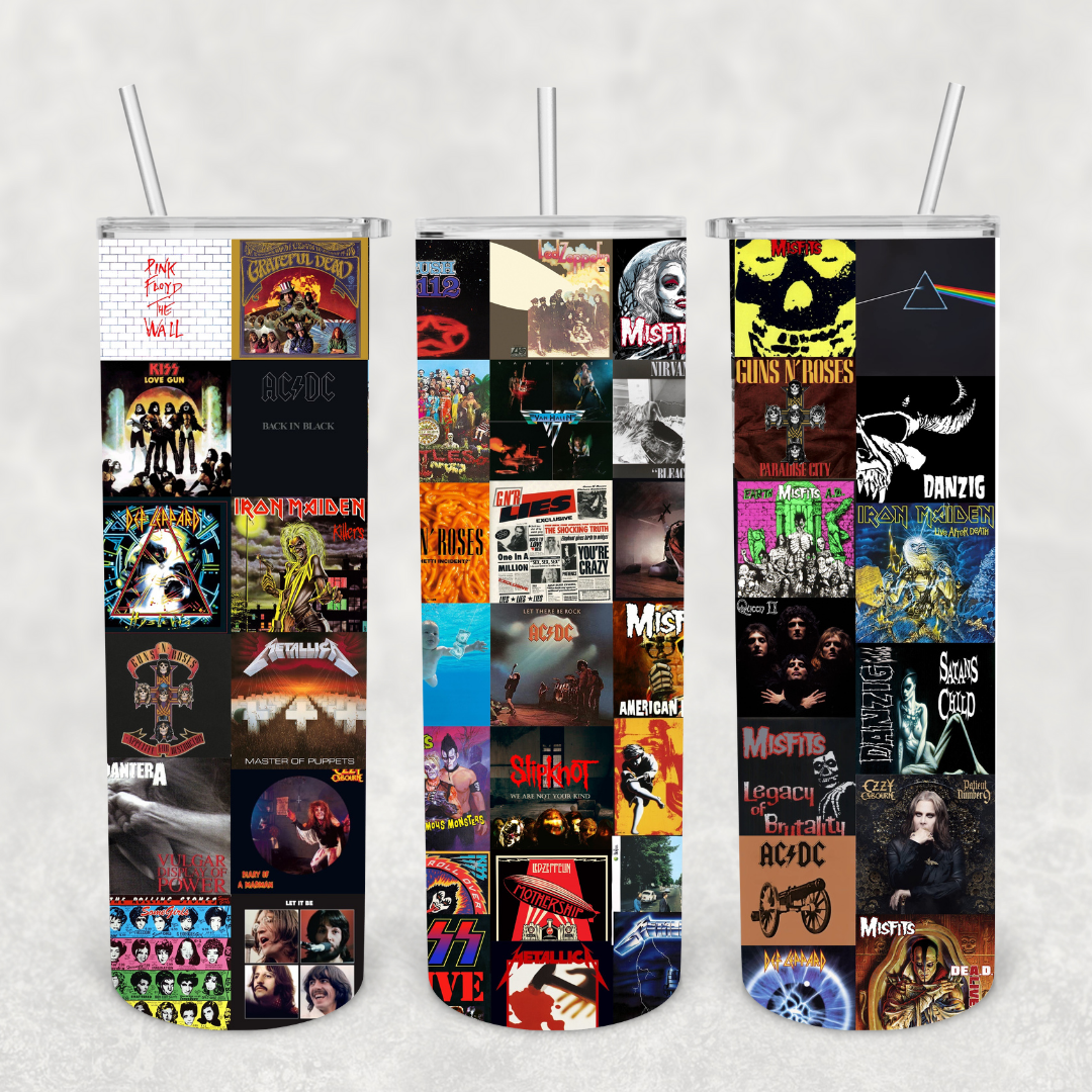 Rock and Roll Legendary Album Covers 20oz Metal Tumbler