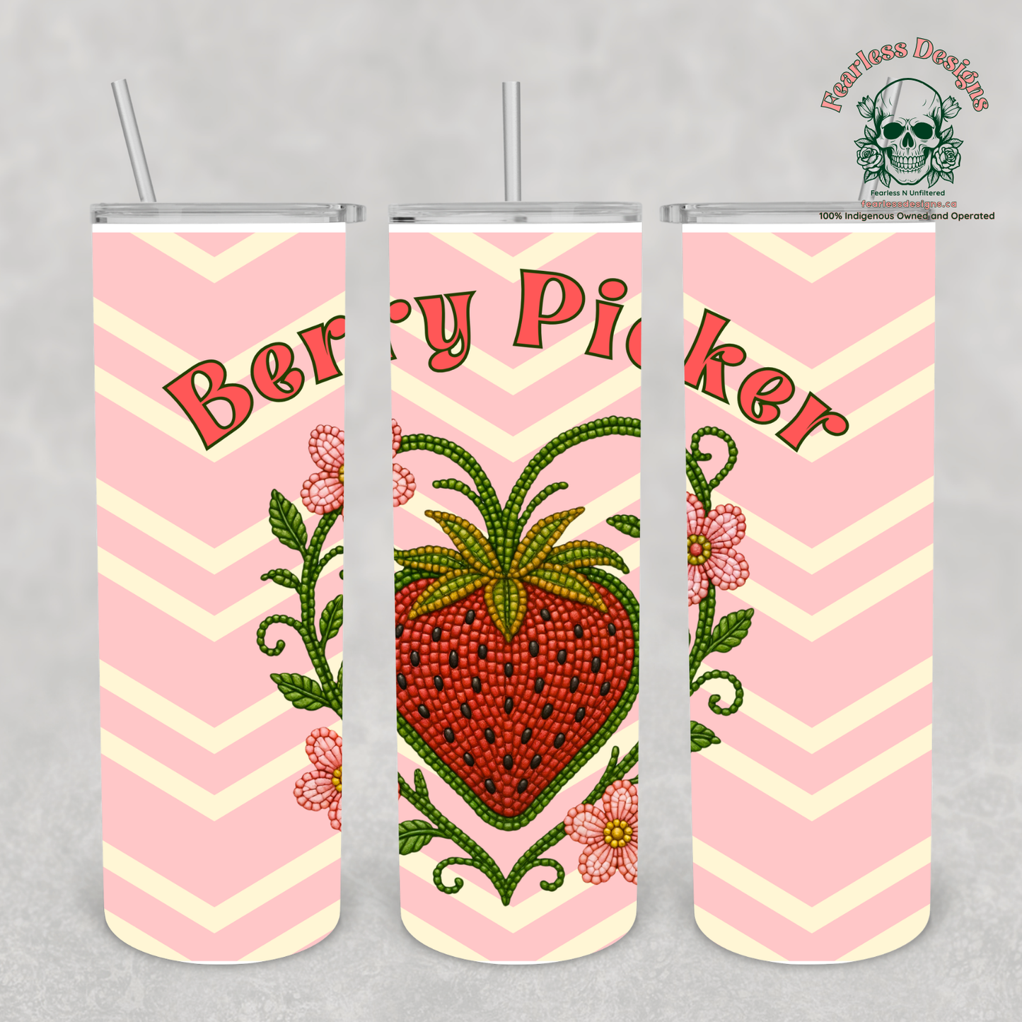 Beaded Strawberry 20oz hot/cold metal tumbler