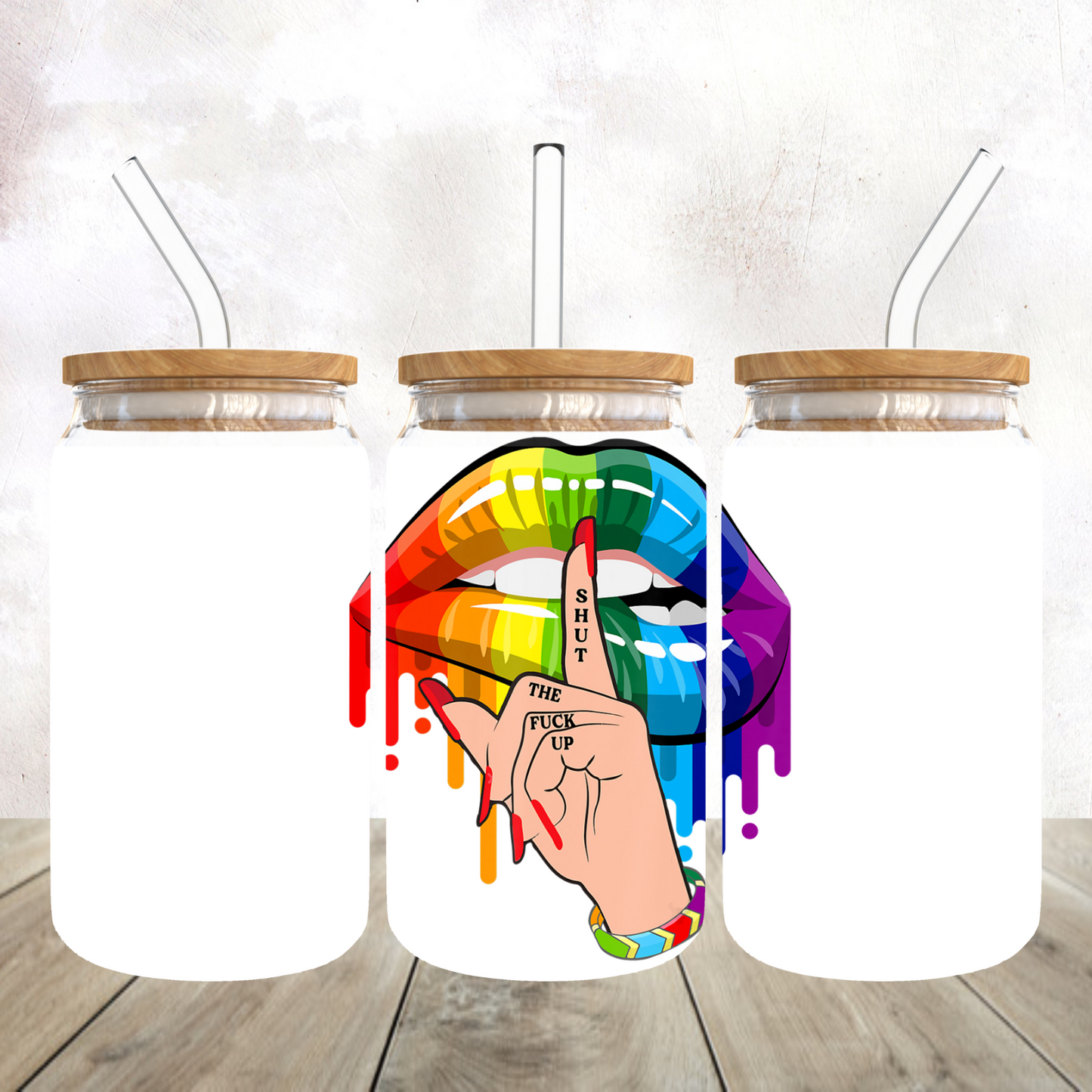 Shut the Fuck Up Frosted Glass Libby