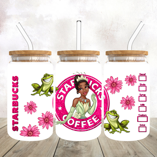 Princess Starbies Frosted Glass Tumbler