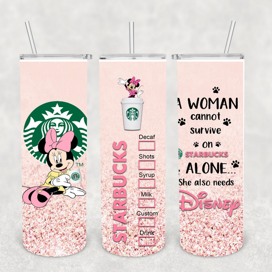 Minnie Pink Starbies 20oz Metal Tumbler