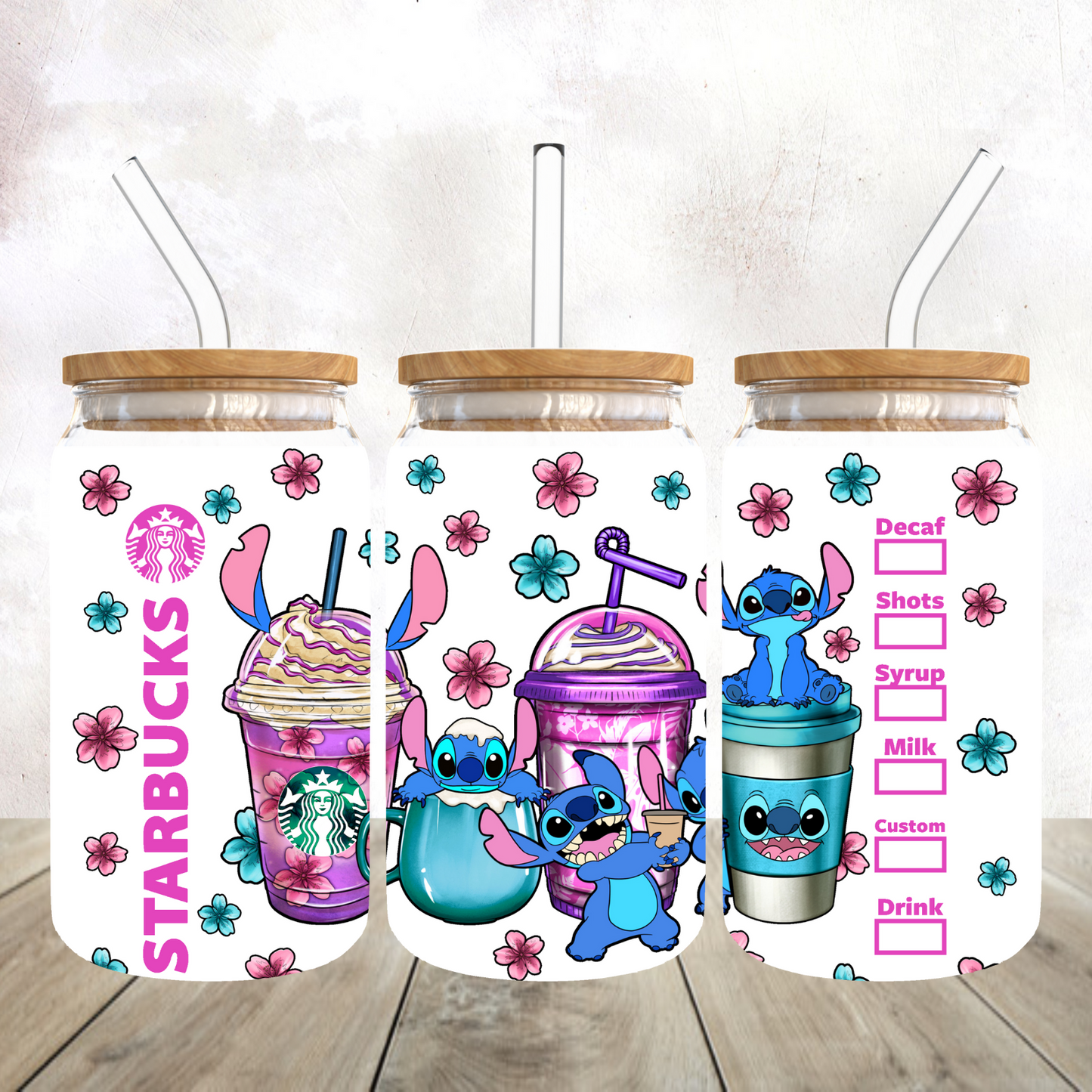 Stitch Starbies Frosted Glass Tumbler