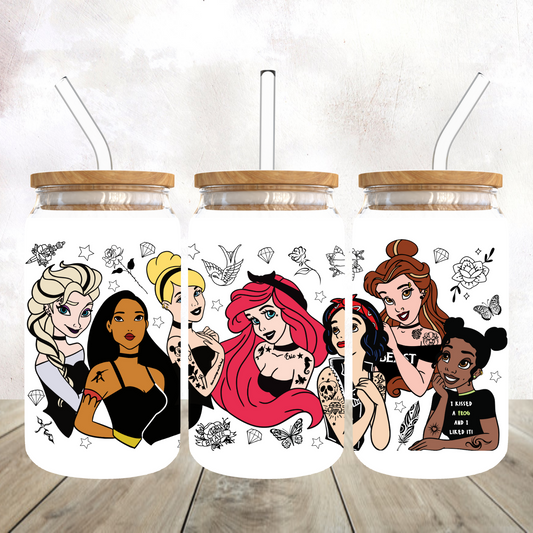 Tattooed Princess Frosted Glass Tumbler