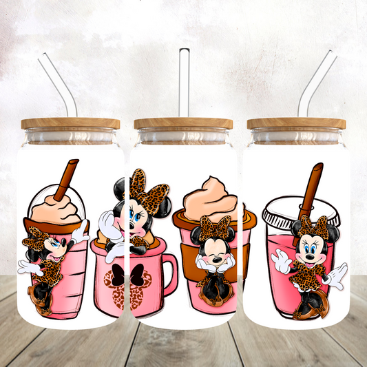 Cute Coffee Mouse Frosted Glass Tumbler