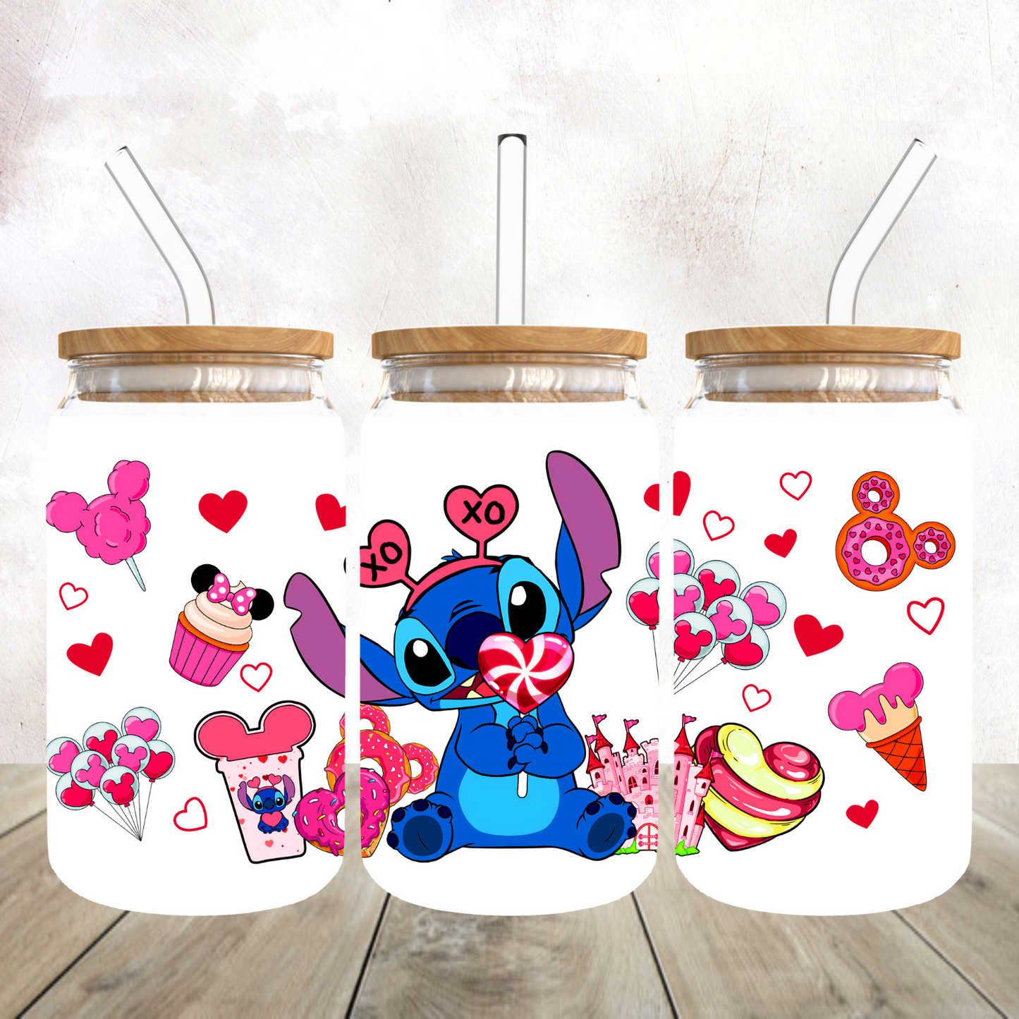Love Stitch Frosted Glass Tumbler