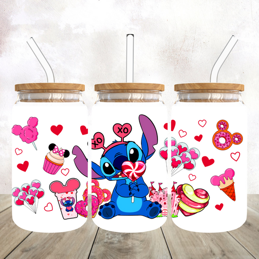 Love Stitch Frosted Glass Tumbler
