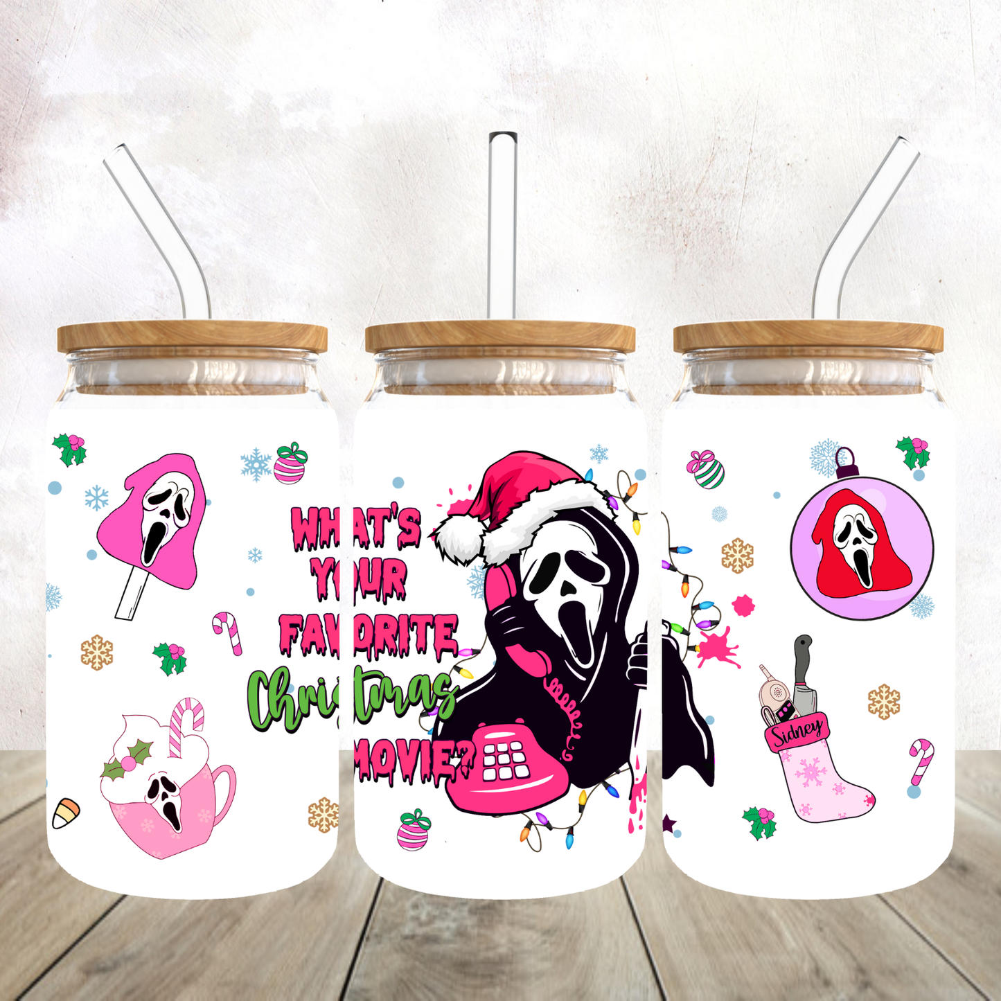 Christmas Horror Frosted Glass Tumbler