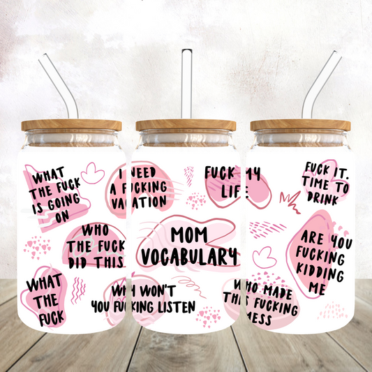 Mom Vocabulary Frosted Glass Tumbler