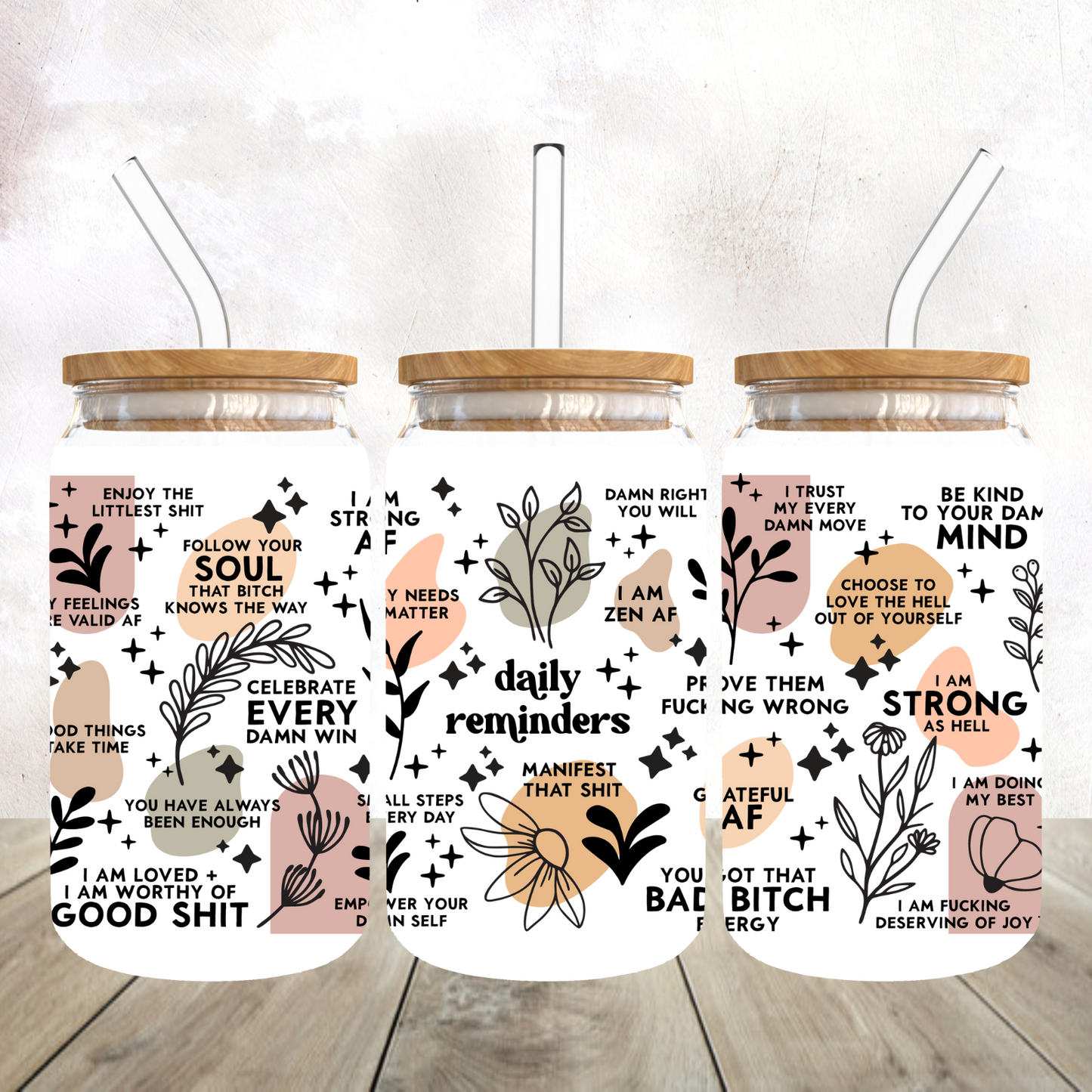 Sweary Positive Daily Reminders Frosted Glass Tumbler