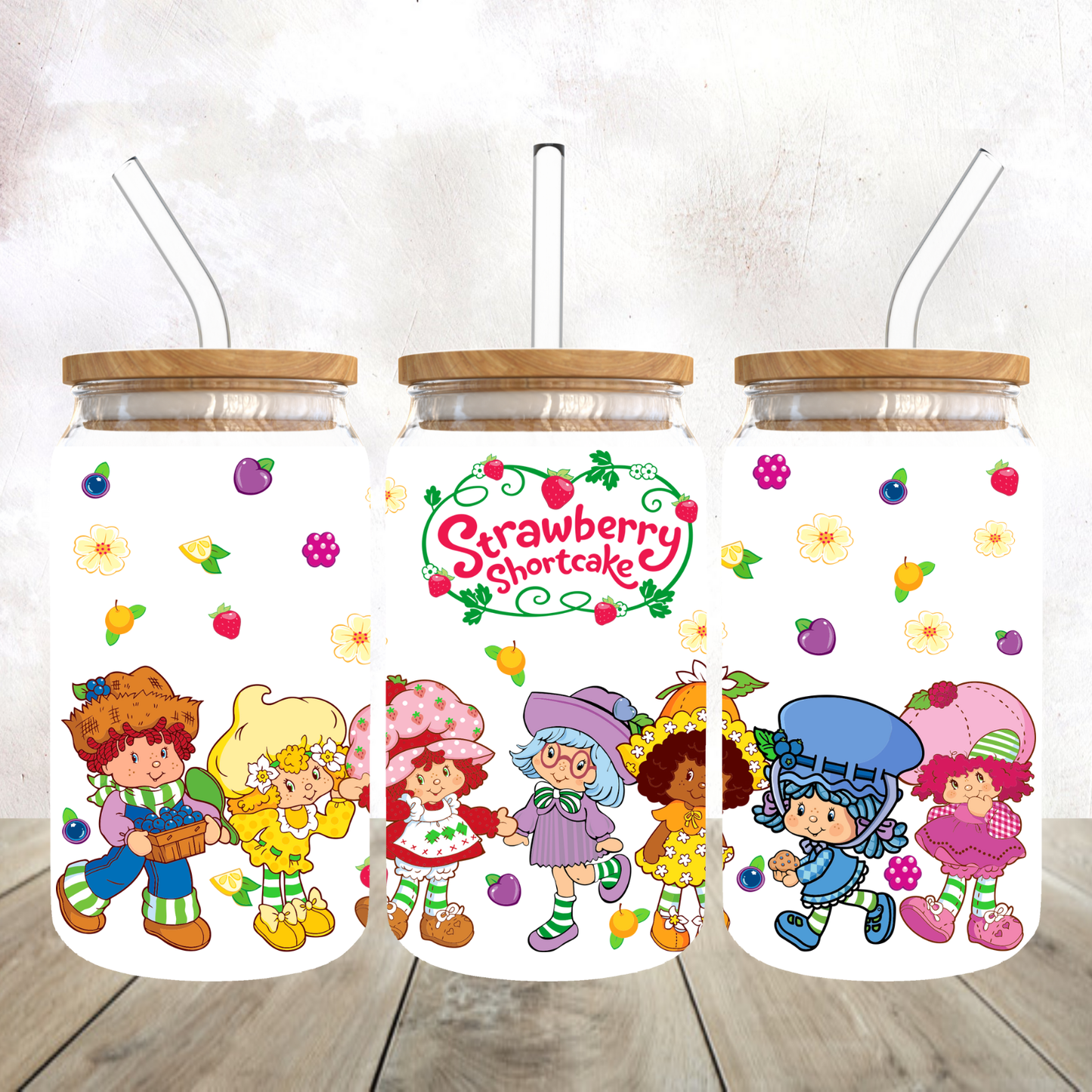 Strawberry Shortcake and Friends Frosted Glass Tumbler