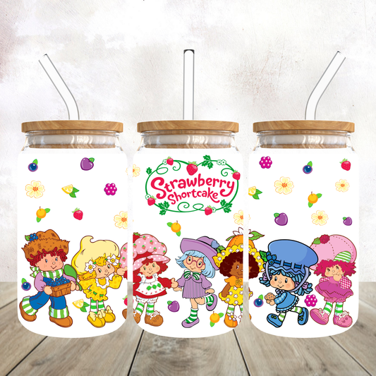 Strawberry Shortcake and Friends Frosted Glass Tumbler