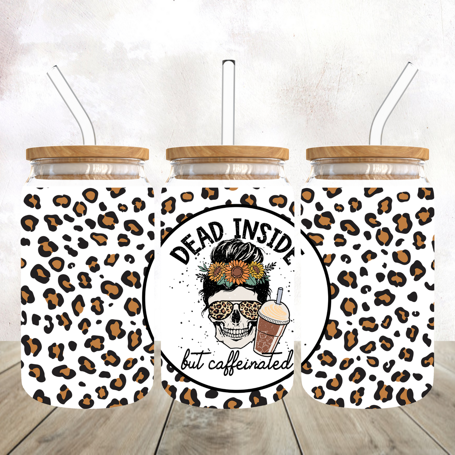 Dead Inside but Caffeinated Frosted Glass Tumbler