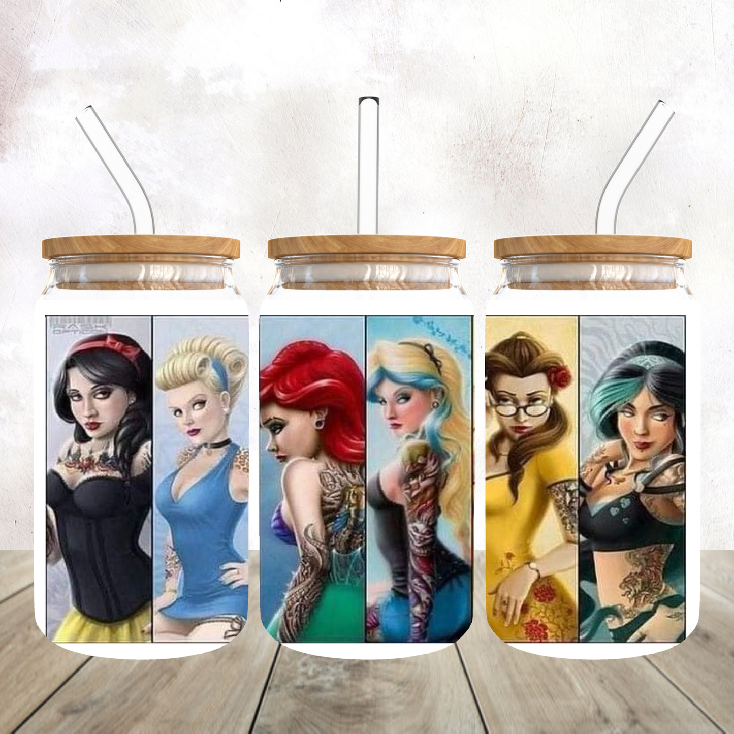 Tattooed Princesses Frosted Glass Tumbler