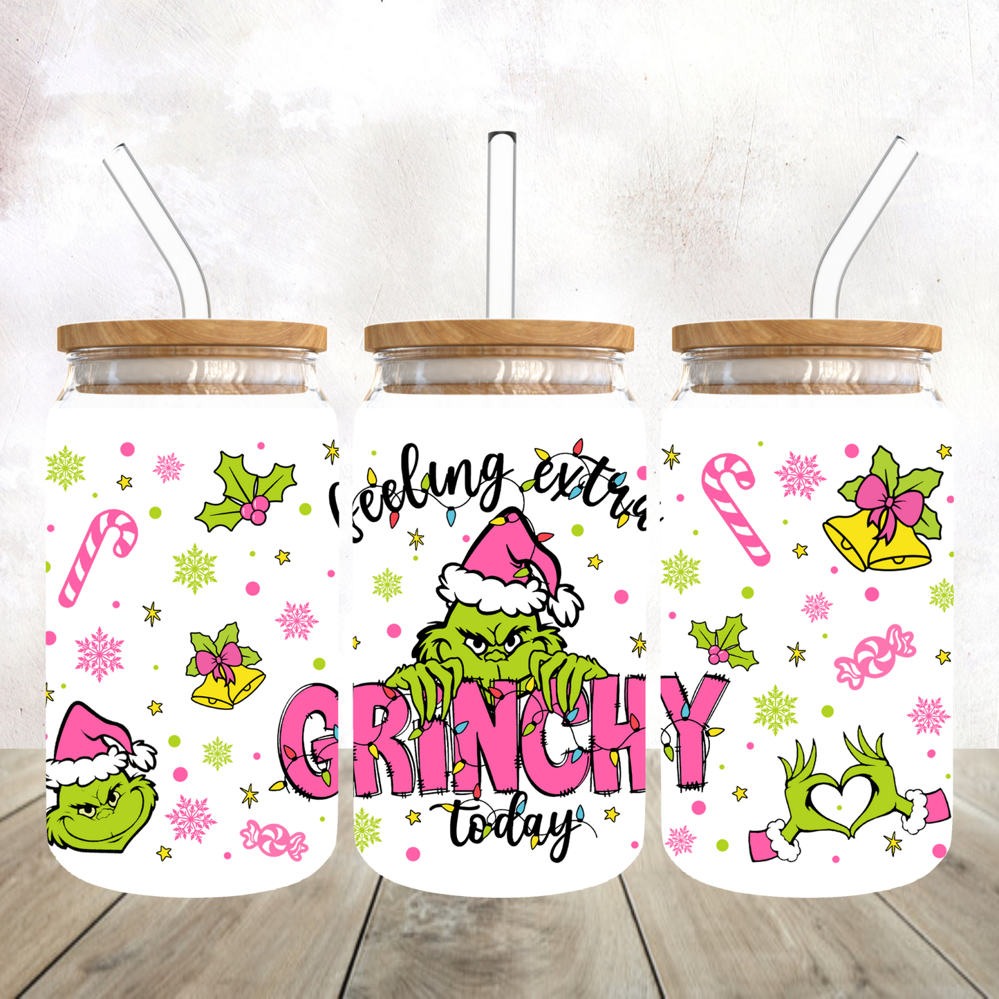 Feeling Extra Grinchy Today Frosted Glass Tumbler