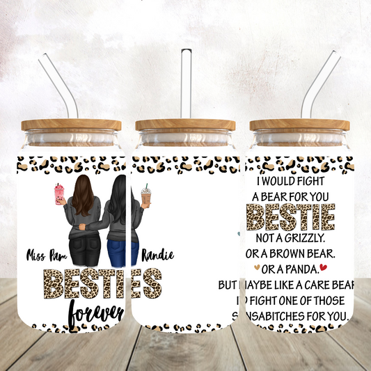 Besties Forever Frosted Glass Tumbler