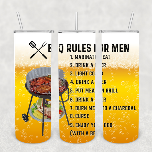 BBQ Rules for Men 20oz Metal Tumbler