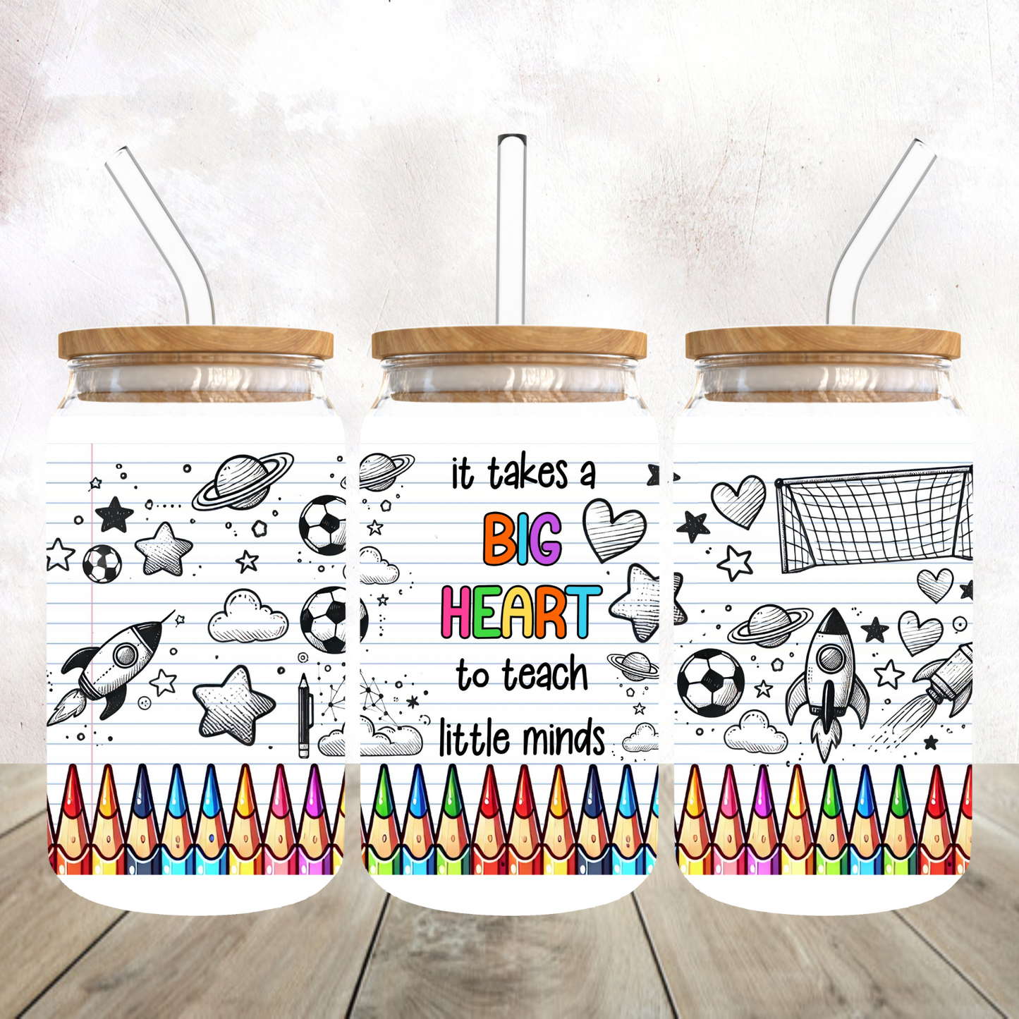 It Takes a Big Heart to Teach Frosted Glass Tumbler