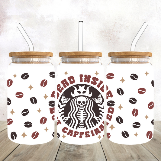 Dead Inside but Caffeinated Seawitch Frosted Glass Tumbler