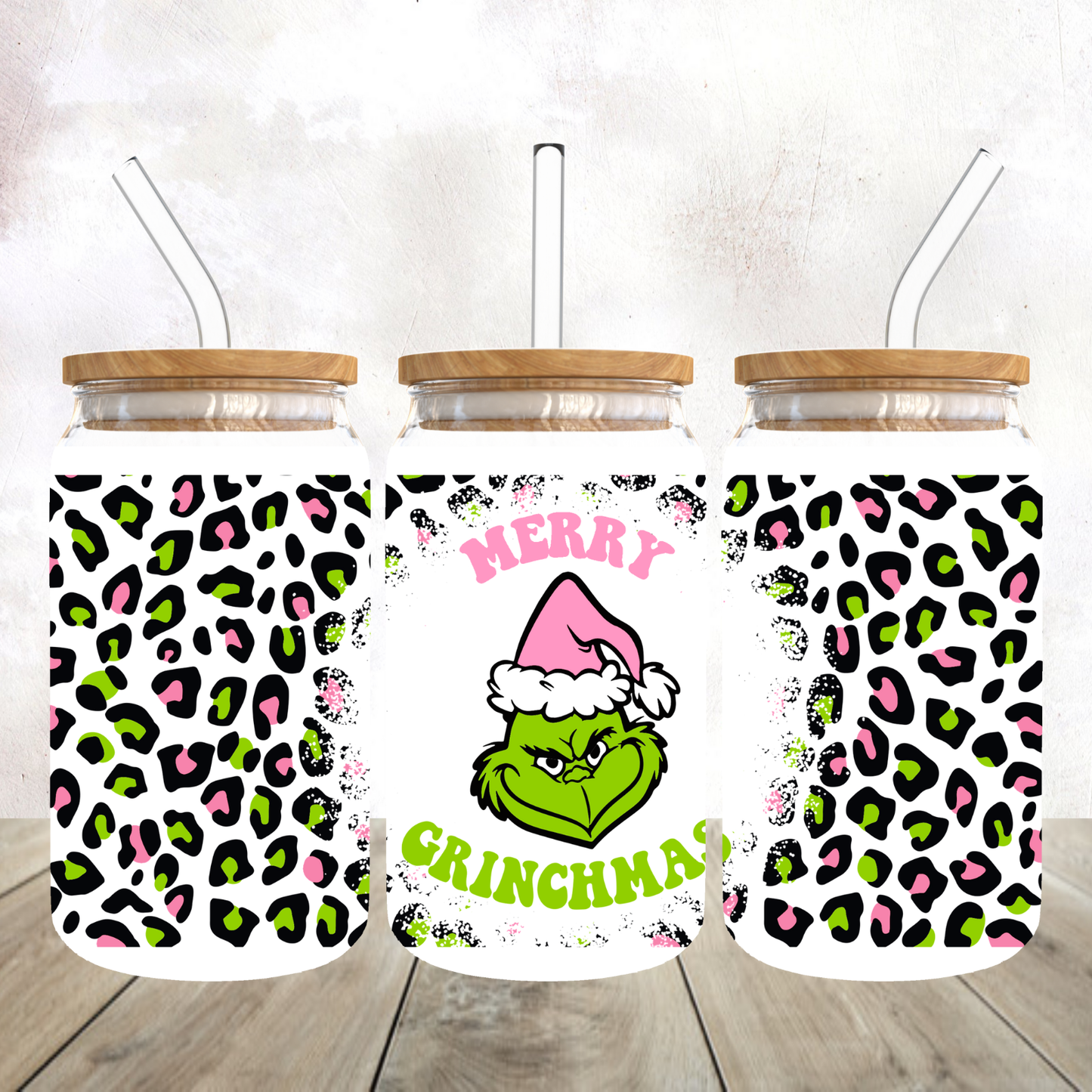 Mean Green Guy Merry Grinchmas Frosted Glass Tumbler