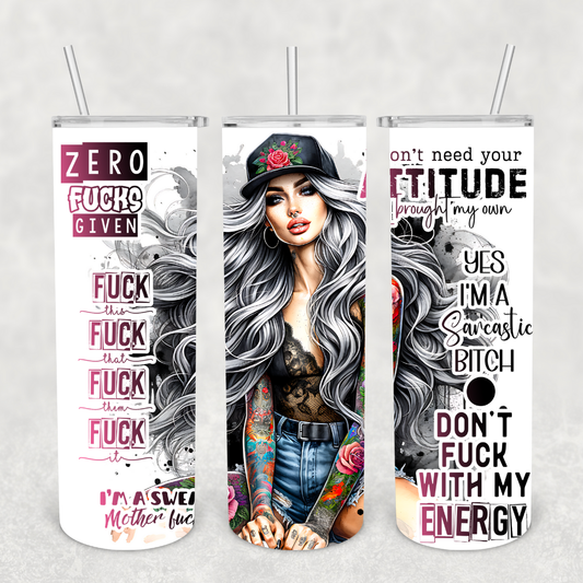 Zero Fucks Given 20oz Metal Tumbler