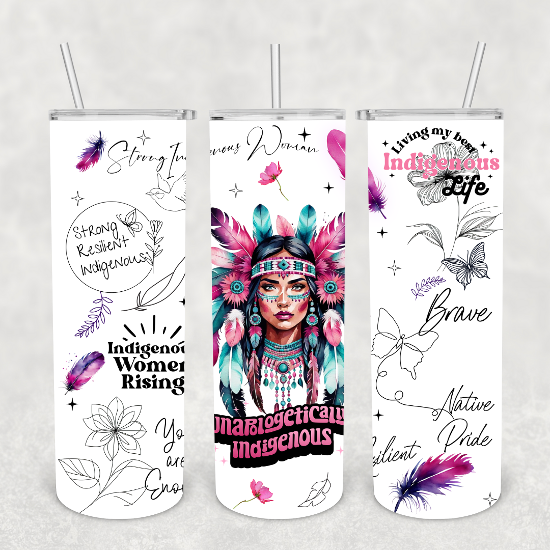 Strong Indigenous Woman 20oz Metal Tumbler