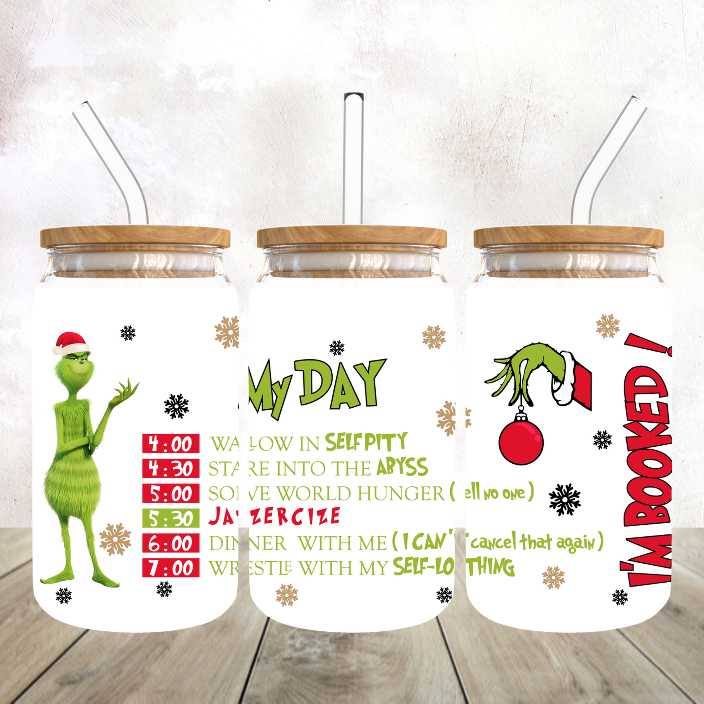 Mean Green Guy My Day I'm Booked Frosted Glass Tumbler