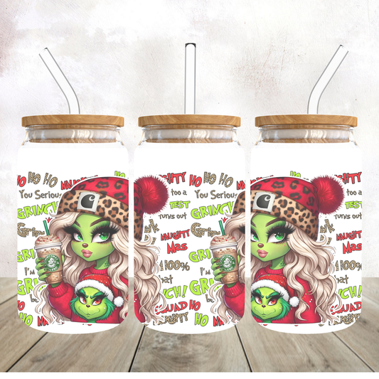 Mean green girl glass libby cup