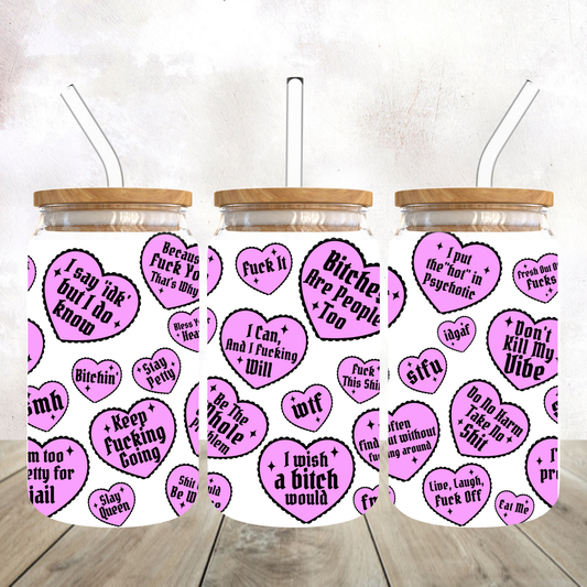 Sweary Heart Frosted Glass Tumbler