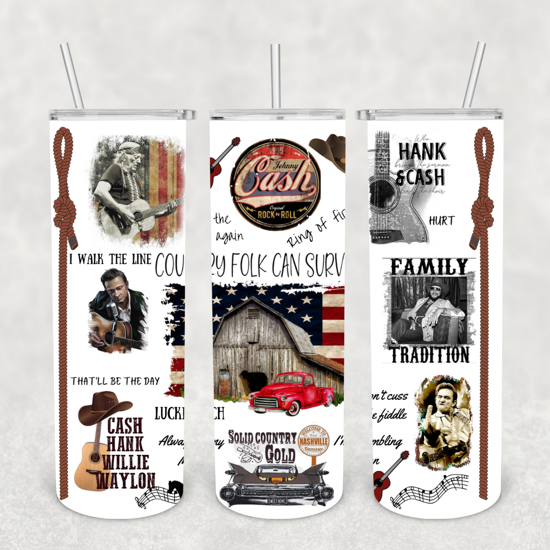 Variety of Country Singers 20oz Metal Tumbler