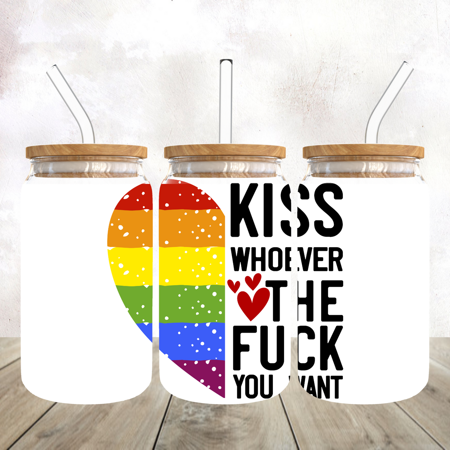 Kiss Whoever the Fuck You Want Frosted Glass Libby