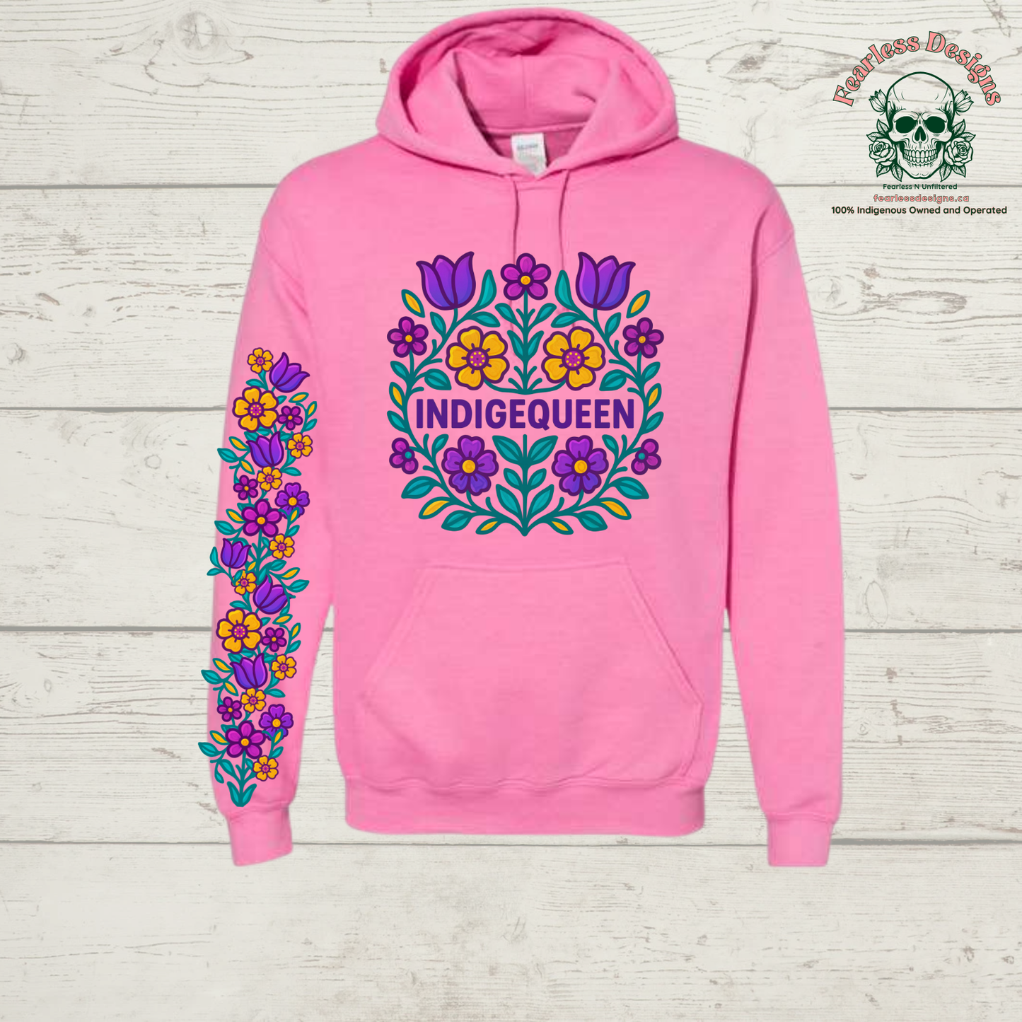 Flowered Indigequeen hoodie