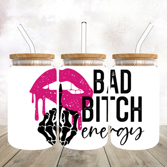 Bad Bitch Energy Frosted Glass Libby Tumbler