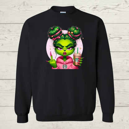 Mean Green Girl with middle finger