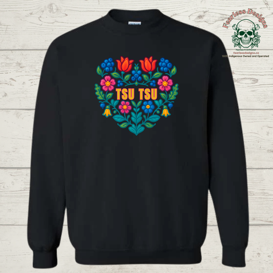 Flowered Tsu Tsu crewneck sweater