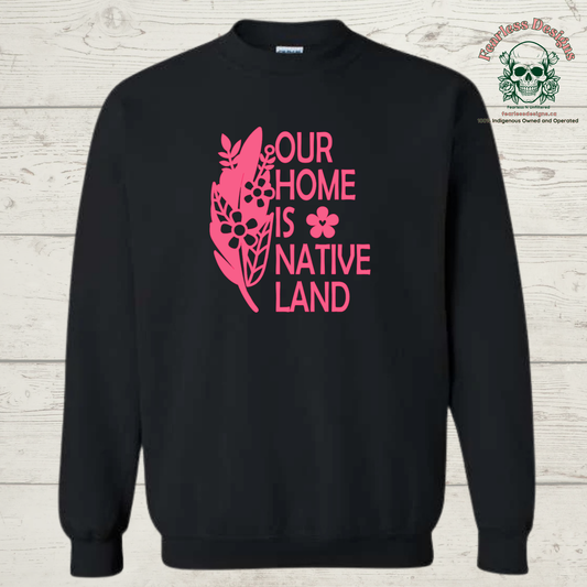 Our Home is Native Land flowered feather Crewneck Sweater