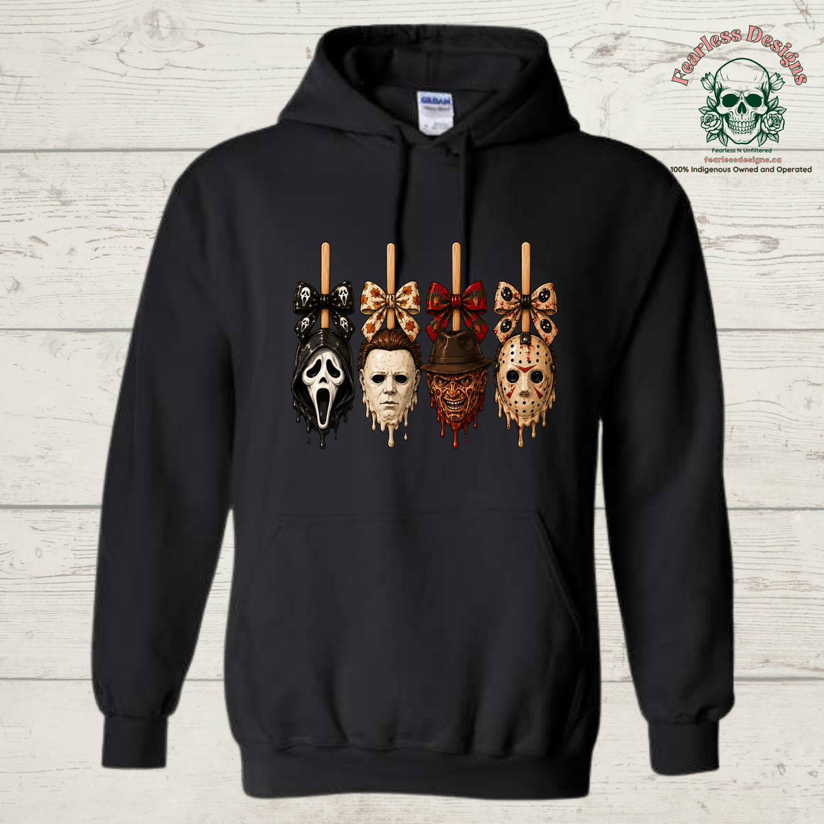 Horror faces with bow unisex hoodie