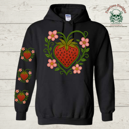 Beaded Strawberry with strawberries on the sleeve Hoodie